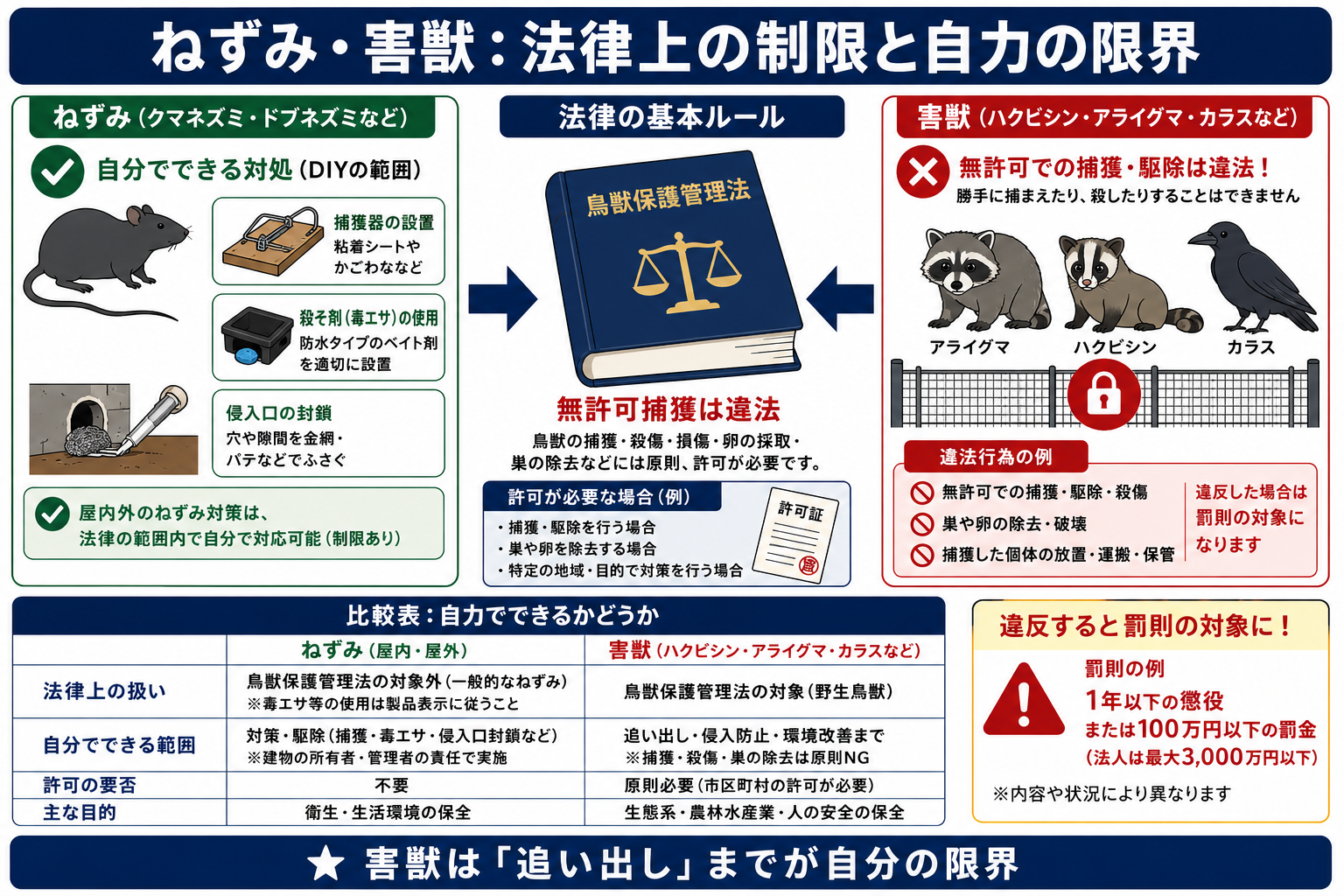 ねずみや害獣の駆除における法律上の注意点