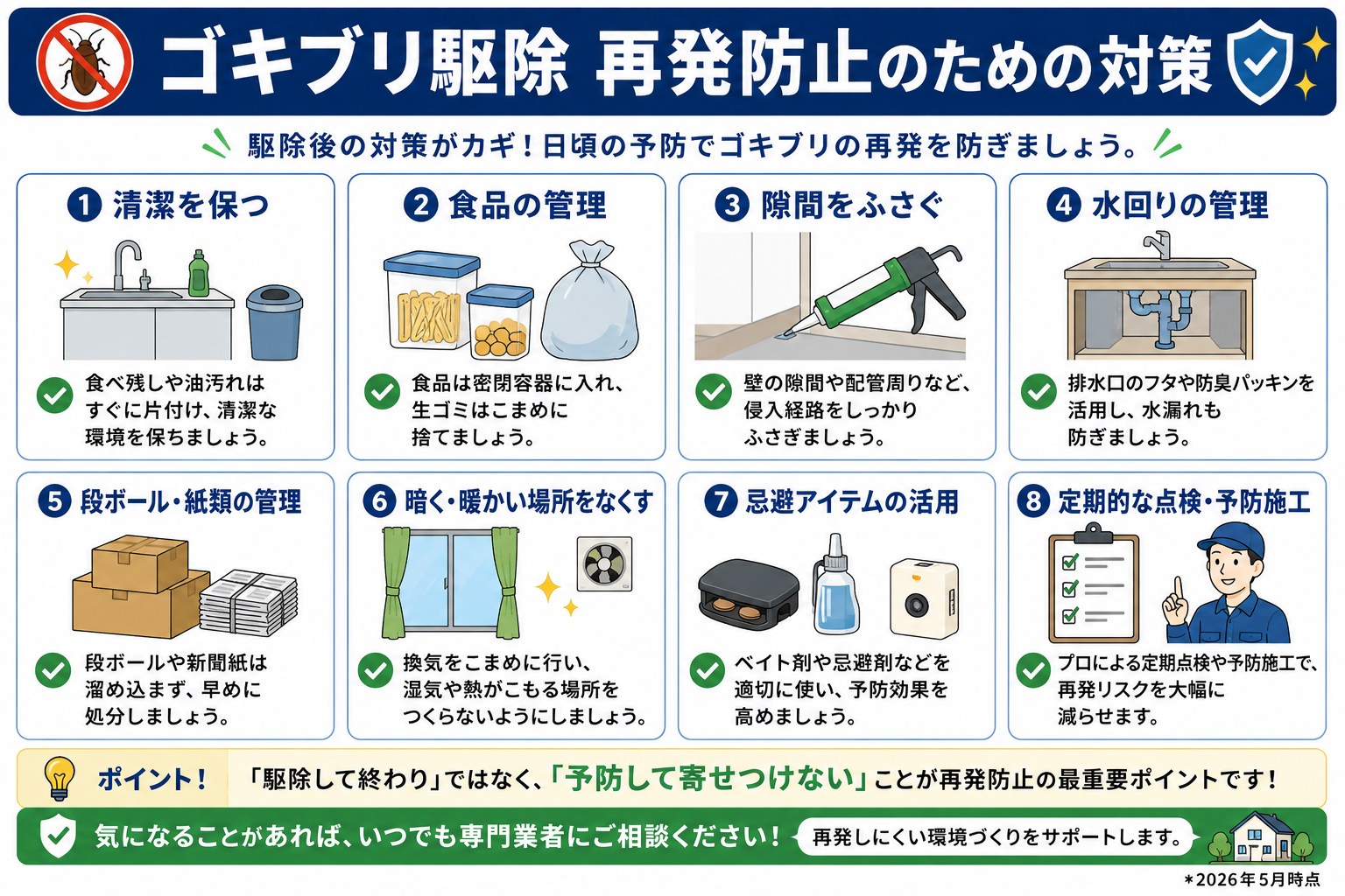 ゴキブリ駆除後の再発防止対策