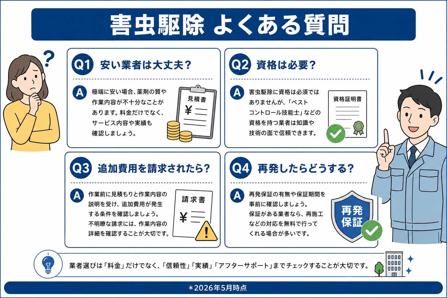 害虫駆除業者選びのよくある質問