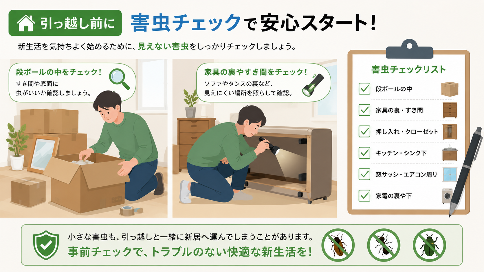 引っ越し前の害虫チェックポイント