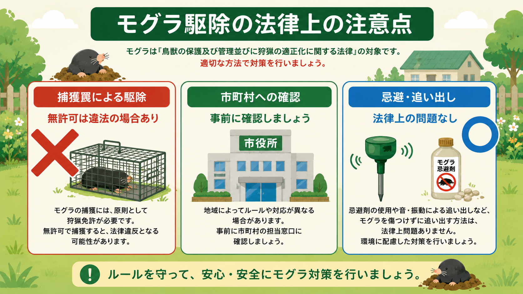 モグラ駆除の法律上の注意点