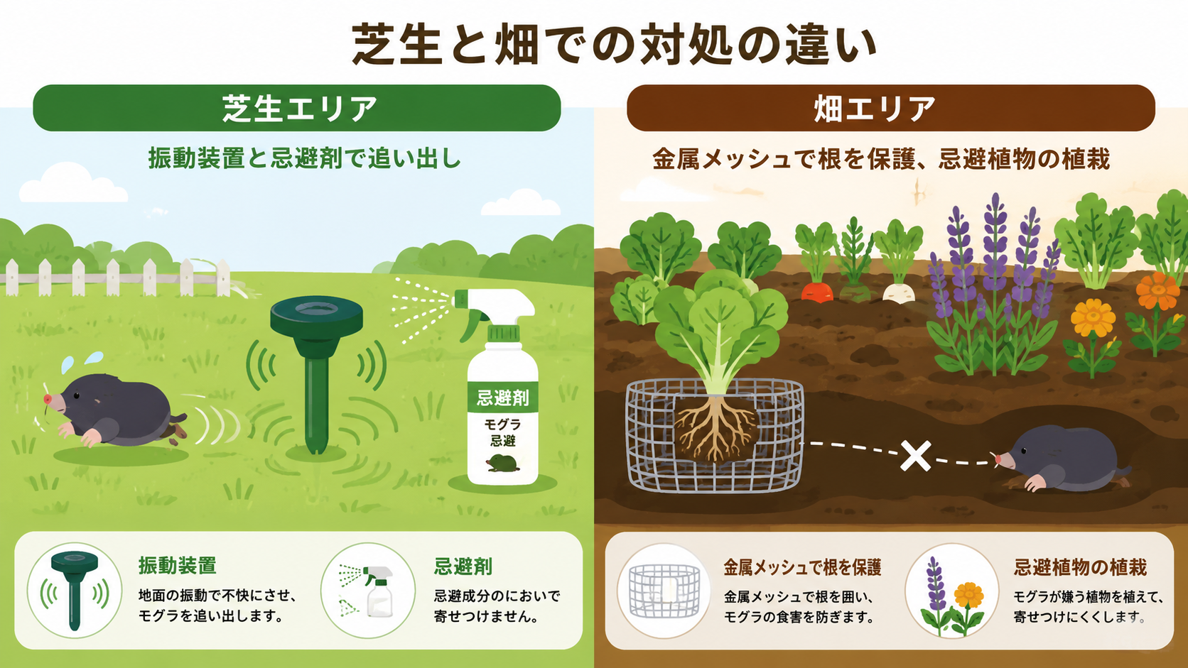 芝生・畑のモグラ被害への対処法