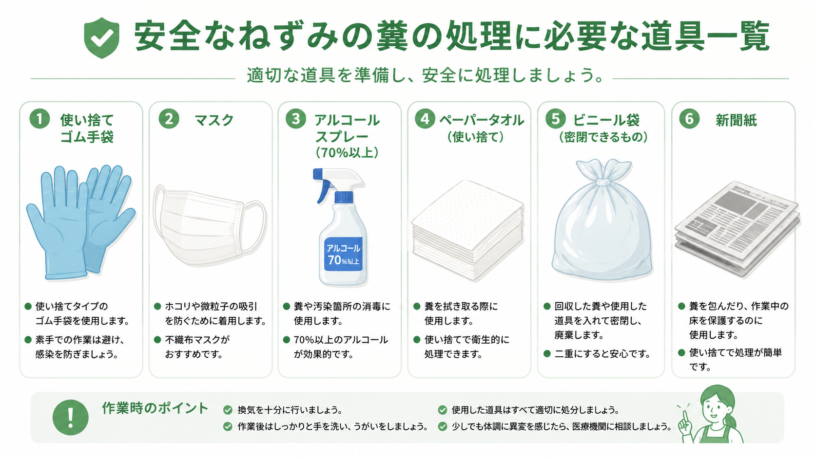 ねずみの糞の処理に必要な道具一覧
