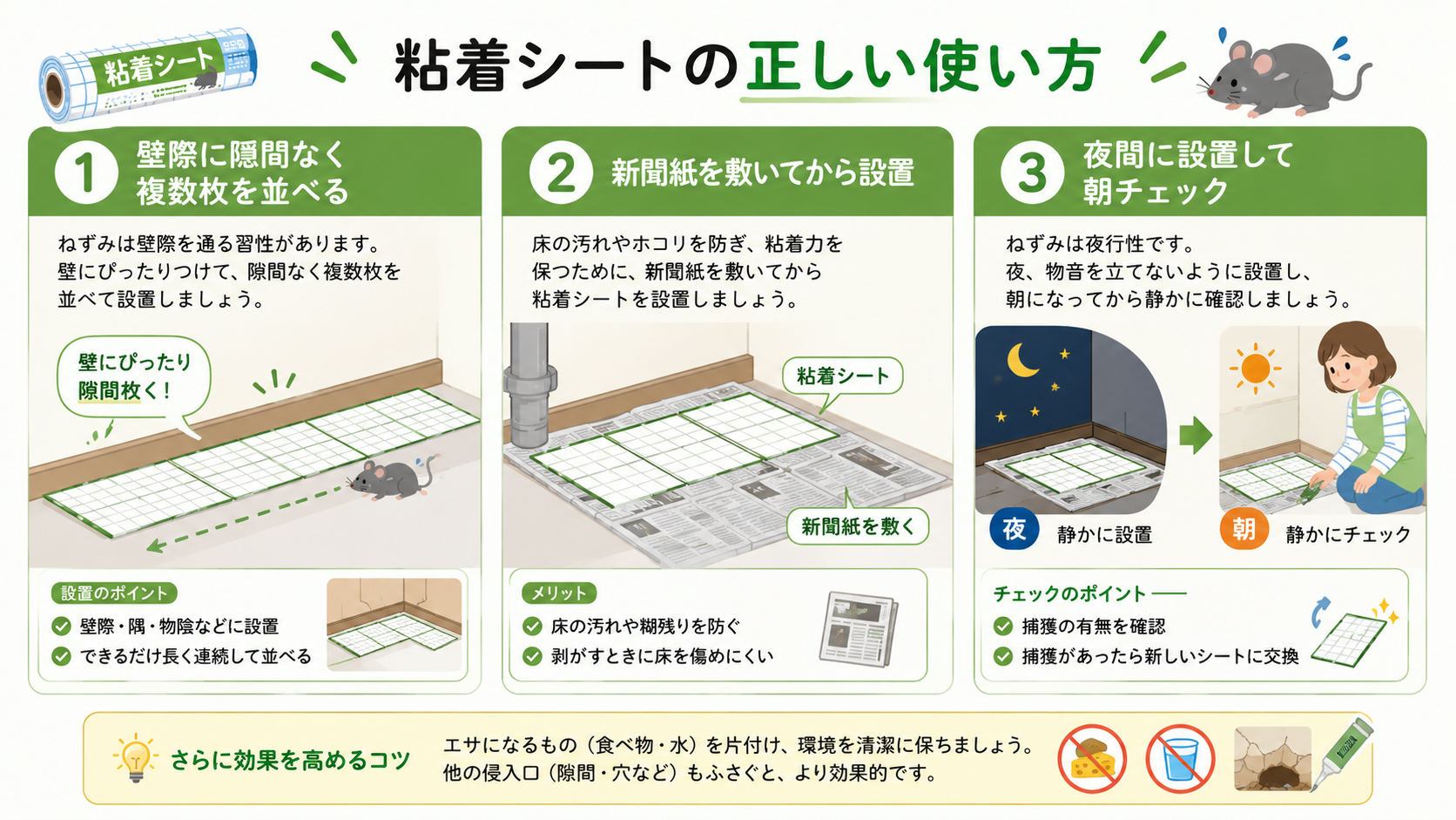 ねずみ粘着シートの正しい設置方法
