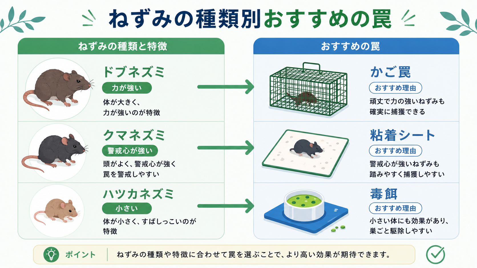 ねずみの種類別おすすめの罠
