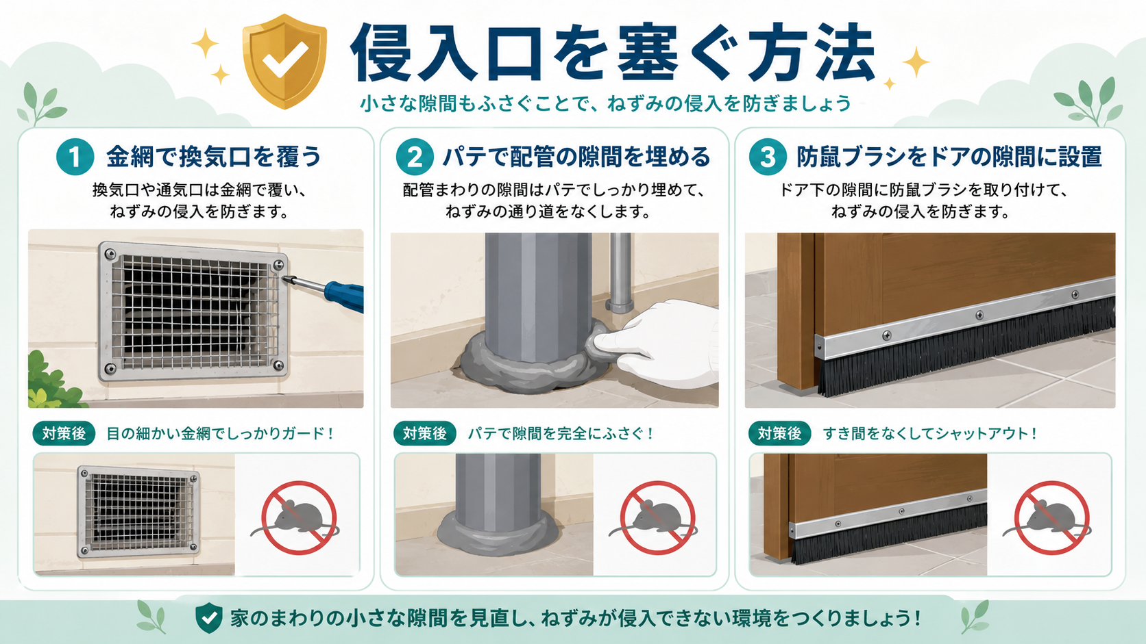 ねずみの侵入口を塞ぐ方法