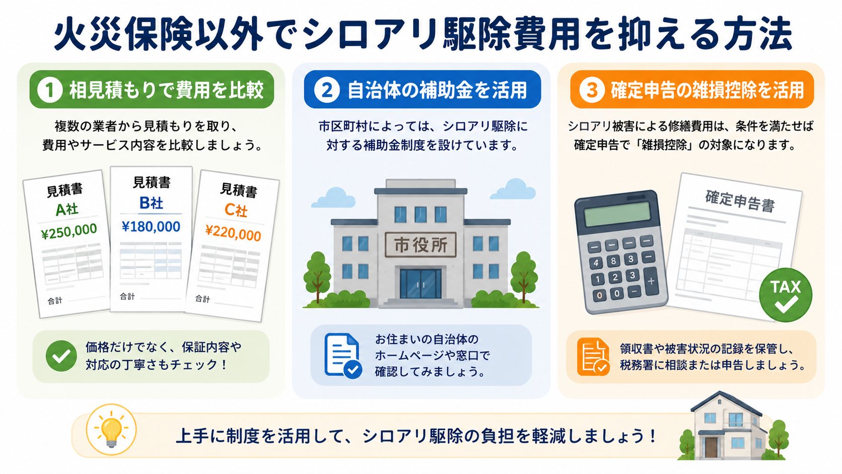 火災保険以外でシロアリ駆除費用を抑える方法