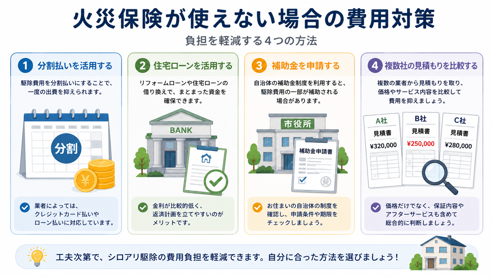 火災保険が使えない場合のシロアリ駆除費用対策4つ