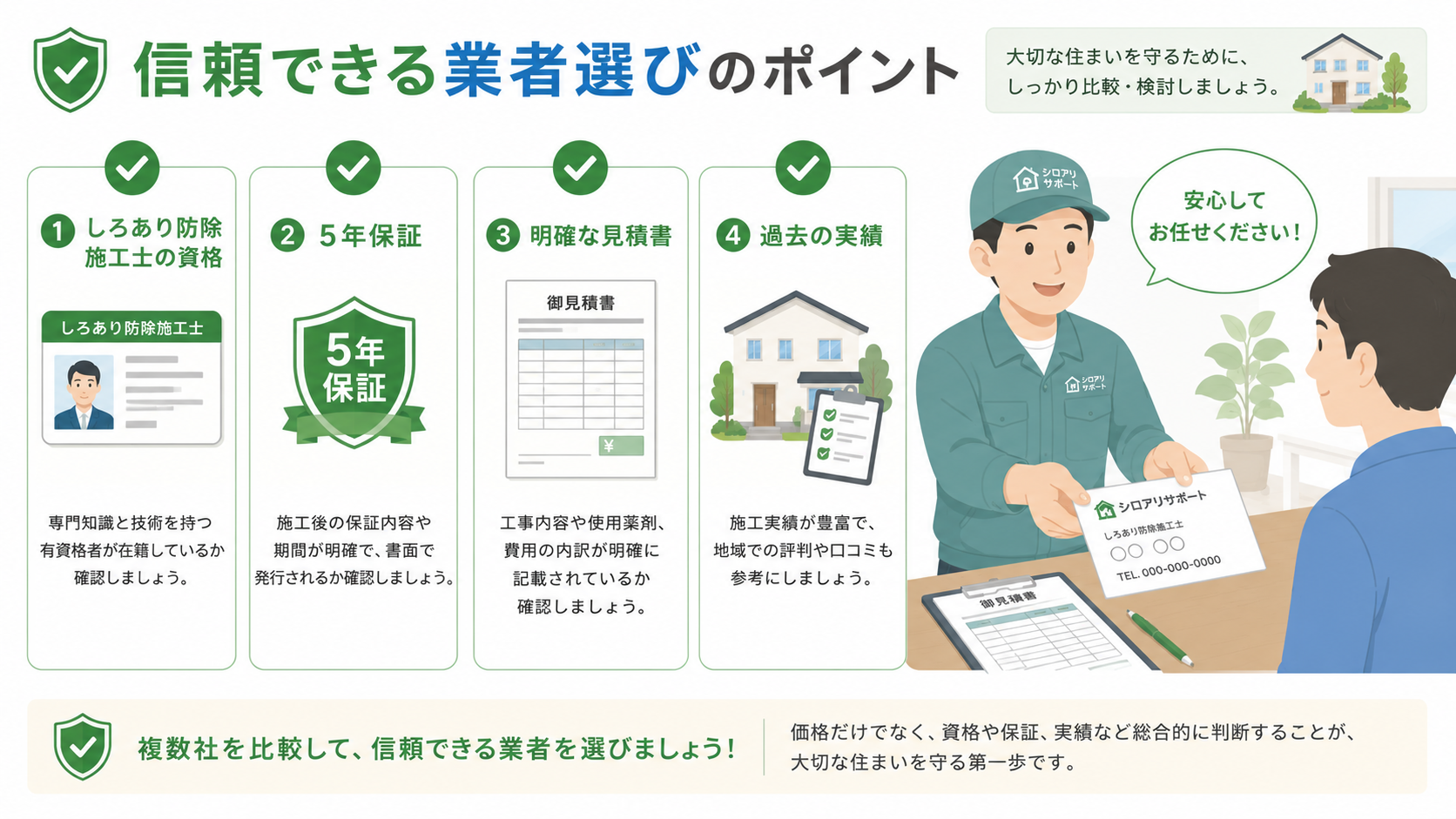 シロアリ予防工事の業者を選ぶ際のポイント