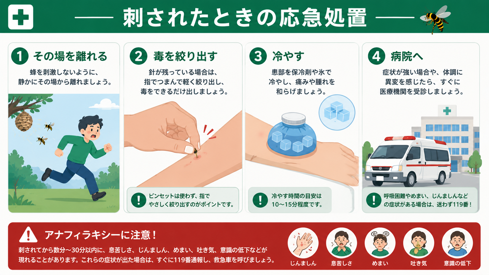 スズメバチに刺された時の応急処置